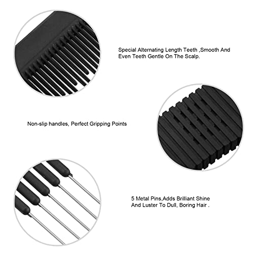 3 Pack Teasing Combs with Metal Pick