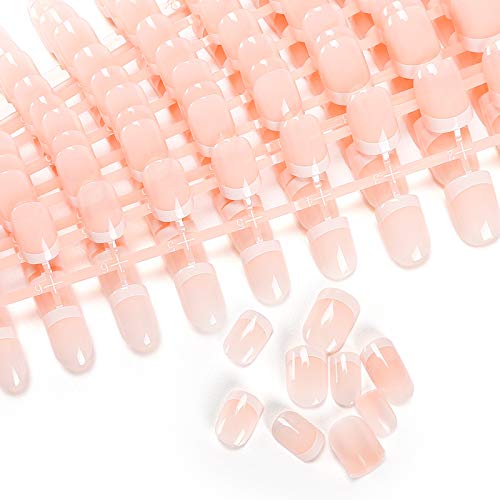 240 Pcs Natural French Short False Nails 12 Size Acrylic Full