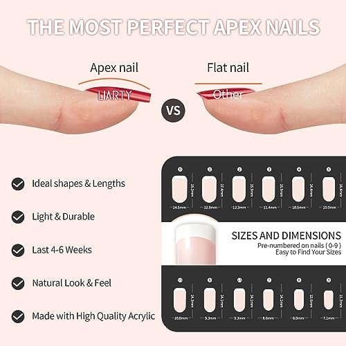 240 Pcs Natural French Short False Nails 12 Size Acrylic Full