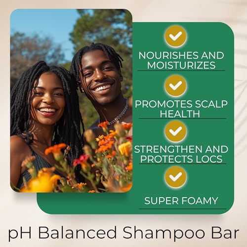Shampoo Bar Conditioner & Body Wash for Dreadlocks, Braids, All Hair Types | 3-in-1 pH Balanced, Residue-Free, No Buildup