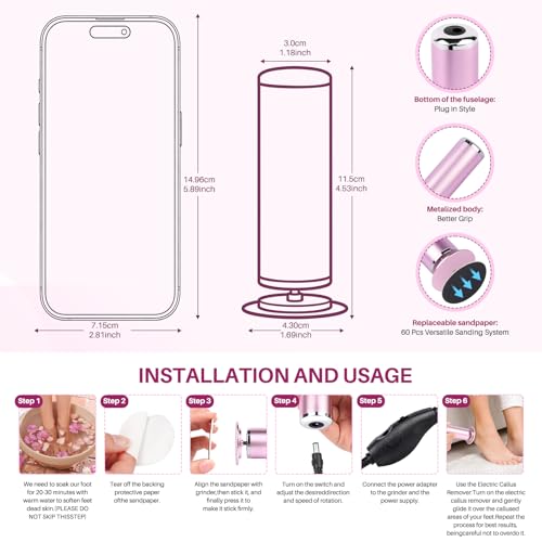Electric Foot Callus Remover Adjustable Speed Foot File