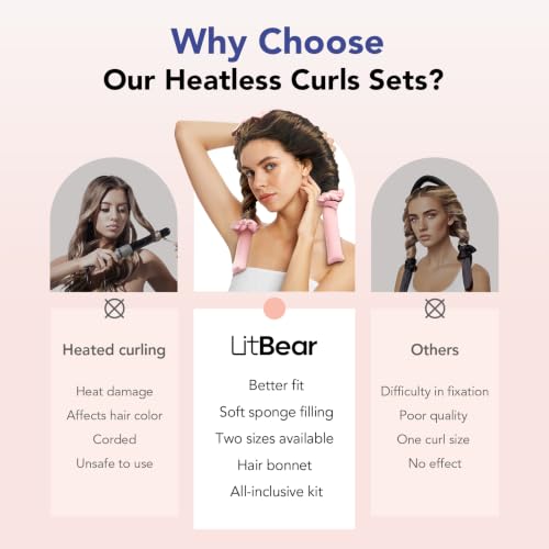 LitBear Heatless Curls Overnight, 2 Sizes of Soft Ha