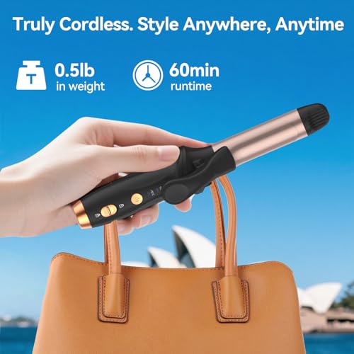 Cordless Curling Iron Mini USB Rechargeable 4000 mAh 3 Temp