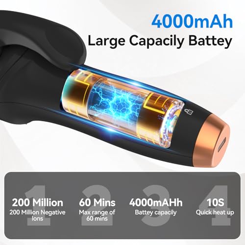 Cordless Curling Iron Mini USB Rechargeable 4000 mAh 3 Temp