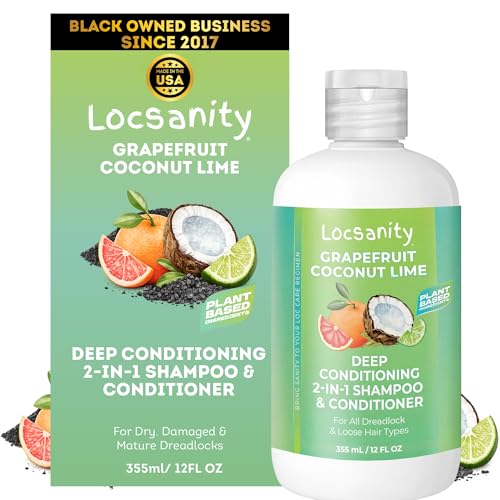 Grapefruit Coconut & Lime 2-in-1 Loc Shampoo & Conditioner - 16oz - Hydrating, Strengthens Hair for Dreads, Sisterlocks, Locks, & Dreadlocks | Optimal for Mature Locs