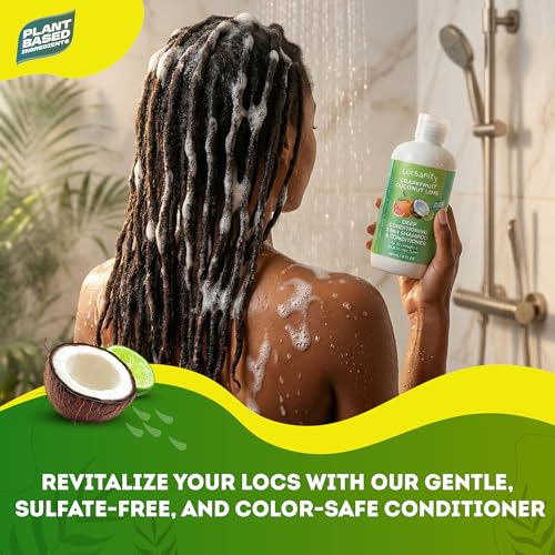 Grapefruit Coconut & Lime 2-in-1 Loc Shampoo & Conditioner - 16oz - Hydrating, Strengthens Hair for Dreads, Sisterlocks, Locks, & Dreadlocks | Optimal for Mature Locs
