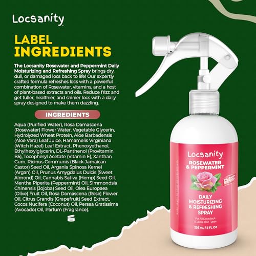 Loc Spray - Locsanity Daily Moisturizing Rosewater & Peppermint Spray for Locs