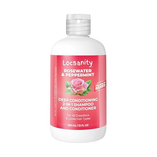 Shampoo and Conditioner for Dreadlocks - Locsanity Rosewater Peppermint 2-in-1 Sulfate-Free Formula - Moisturizing & Strengthening for Locs, Microlocs & Natural Hair (12