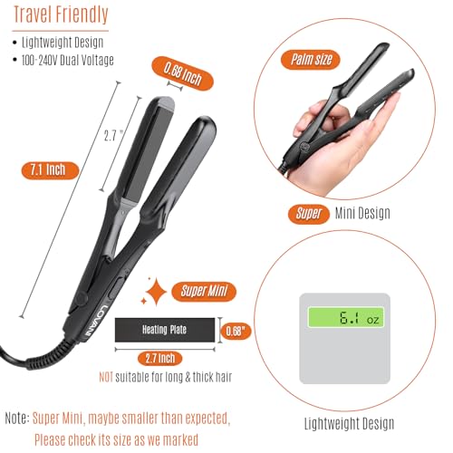Mini Flat Iron 0.5 inch Dual Voltage Travel Hair Straightener