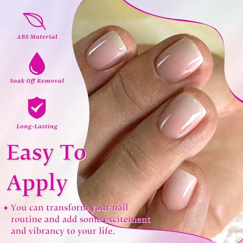 144pc Ombre Press on Nails Short Fake Nails-Square Glue on Nail Press