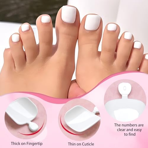 120pc White Press on Toenails Women Fake Toe Nails with Tabs