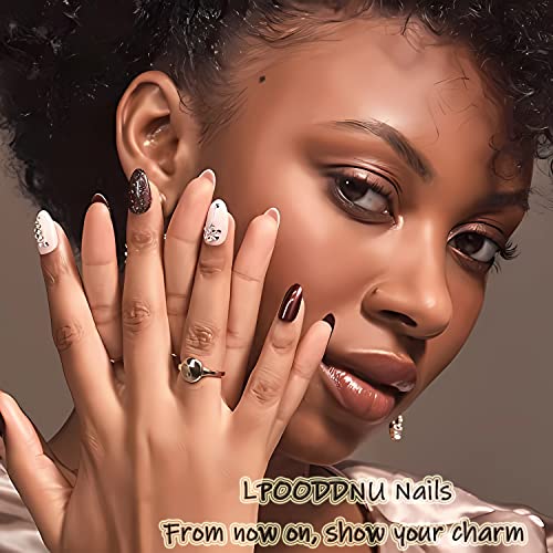 Purple Pink Press on Nails Almond