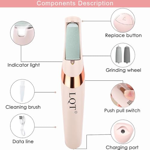 Electric Foot File Rechargeable Callus Remover Hard Cracked Skin Pink