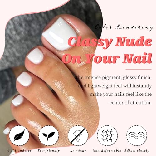 168pc Press on Toenails Women Fake Toe Nails with Glue Tabs