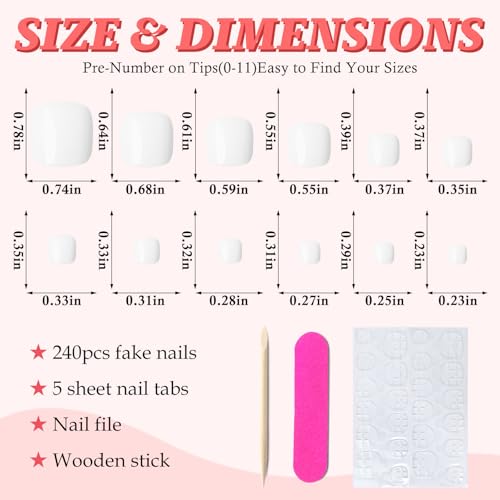 168pc Press on Toenails Women Fake Toe Nails with Glue Tabs