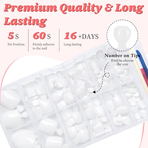 168pc Press on Toenails Women Fake Toe Nails with Glue Tabs