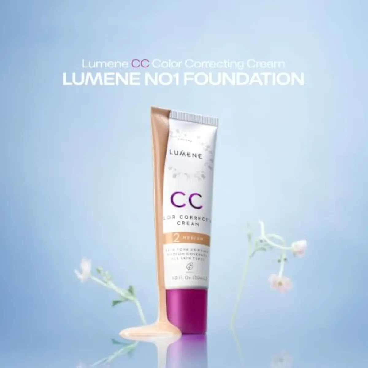 Color Correcting CC Cream - Lightweight Foundation - Medium Coverage - Redness Reducing Face Makeup for a Glowing Complexion - Vegan Formula + Suitable for All Skin Types -