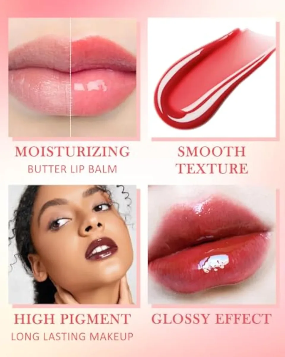 Lip Balm Butter Vanilla,Hydrating Clear Lip Gloss Oil, Lip Care Moisturizer