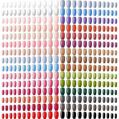 720 Pcs Medium False Nails Ballerina Coffin Press on, Fresh Colors