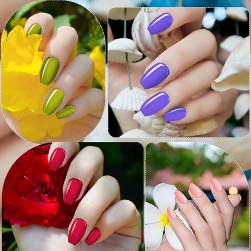 720 Pcs Medium False Nails Ballerina Coffin Press on, Fresh Colors