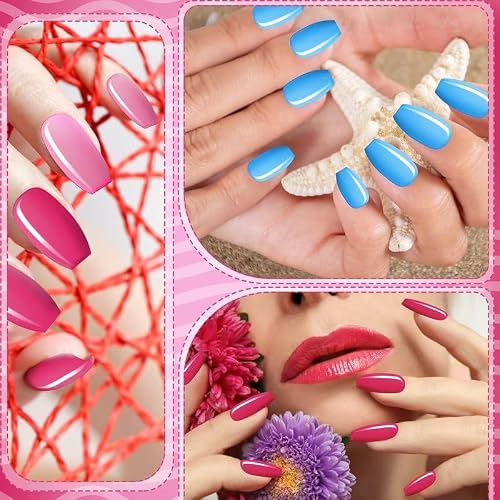 720 Pcs Medium False Nails Ballerina Coffin Press on, Fresh Colors