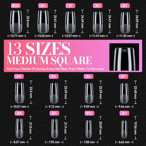 Medium Square Nail Tips, 504pc