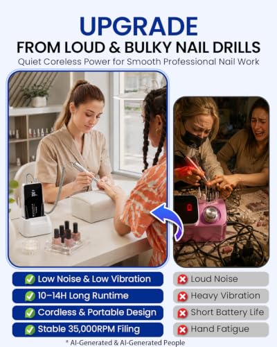 Professional Nail Drill for Nail Techs 35000RPM E-File