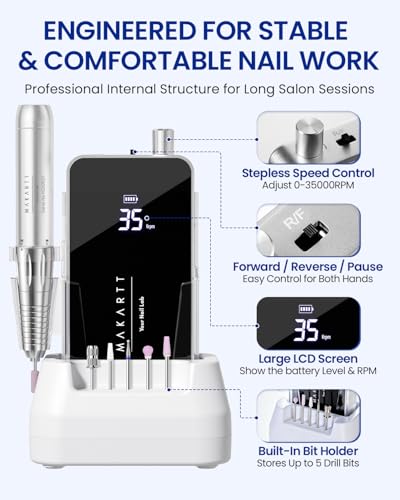 Professional Nail Drill for Nail Techs 35000RPM E-File