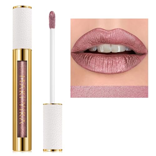 Metallic Pink Lipstick for Women Nude Lipsticks Long Lasting