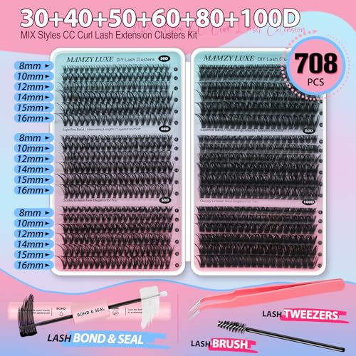 Lash Clusters Kit 708Pcs Individual Cluster Lash Ext