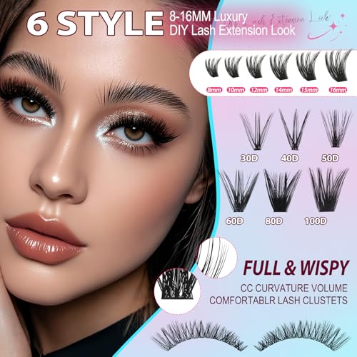 Lash Clusters Kit 708Pcs Individual Cluster Lash Ext