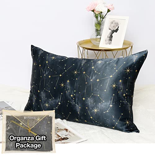 Queen Black Galaxy Silk Pillowcase