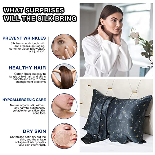 Queen Black Galaxy Silk Pillowcase