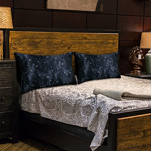 Queen Black Galaxy Silk Pillowcase