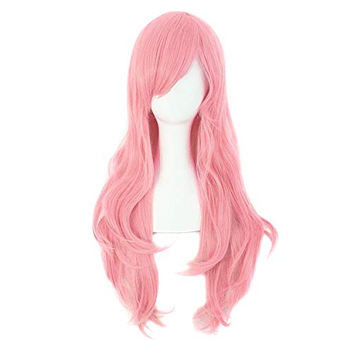 28 Inch Long Curly Pink Cosplay Wig