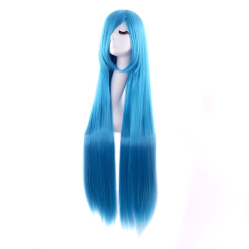 Cyan Blue Long Straight Anime Wig