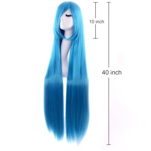 Cyan Blue Long Straight Anime Wig