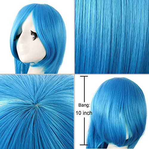 Cyan Blue Long Straight Anime Wig