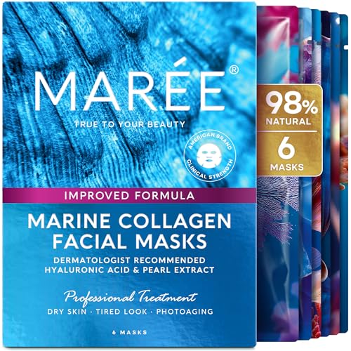 Collagen Face Masks Skincare Facial Mask with Centella Asiatica 6 Ct