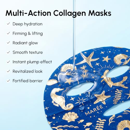 Collagen Face Masks Skincare Facial Mask with Centella Asiatica 6 Ct