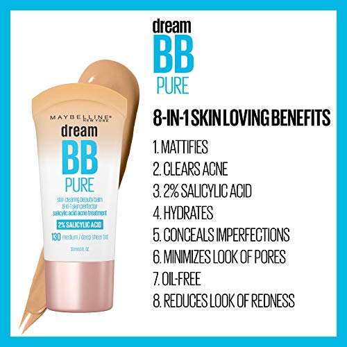 Dream Pure Skin Clearing BB Cream, 8-in-1 Skin Perfecting Beauty Balm With 2% Salicylic Acid, Sheer Tint Coverage, Oil-Free, Light/Medium, 1 Count