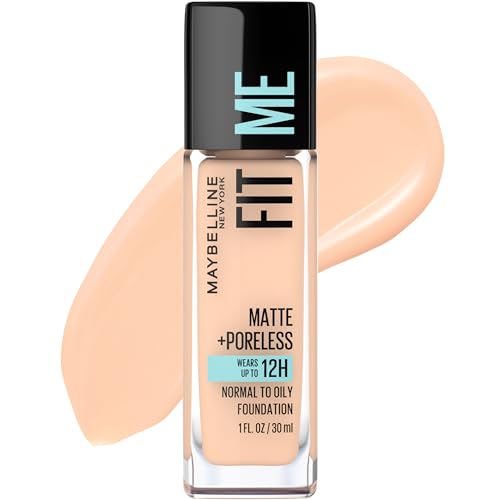 Fit Me Matte + Poreless Liquid Oil-Free Foundation Makeup, Ivory, 1 Count (Packaging May Vary)