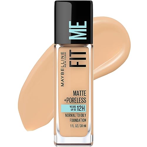 Fit Me Matte + Poreless Liquid Oil-Free Foundation Makeup, Natural Beige, 1 Count (Packaging May Vary)