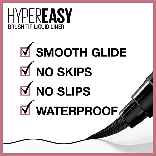 Hyper Easy Liquid Pen No-Skip Eyeliner, Satin Finish, Waterproof Formula, Pitch Black, 0.018 Fl Oz