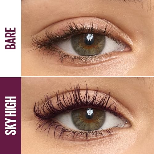 Lash Sensational Sky High Mascara Makeup, Volumizing, Lengthening, Defining, Curling, Multiplying, Buildable, Washable Formula, Burgundy Haze, 1 Count