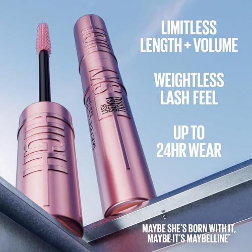 Lash Sensational Sky High Waterproof Mascara Makeup, Volumizing, Lengthening, Defining, Curling, Multiplying, Buildable Formula, Brownish Black, 1 Count