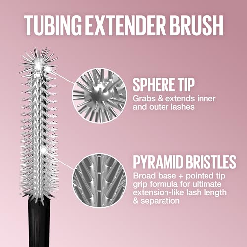Lash Sensational Sky Tubes Tubing Mascara, Extension-Like Lengthening Mascara, 24HR Eye Makeup with Shea Butter & Castor Oil, Very Black, 1 Count