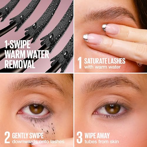 Lash Sensational Sky Tubes Tubing Mascara, Extension-Like Lengthening Mascara, 24HR Eye Makeup with Shea Butter & Castor Oil, Very Black, 1 Count