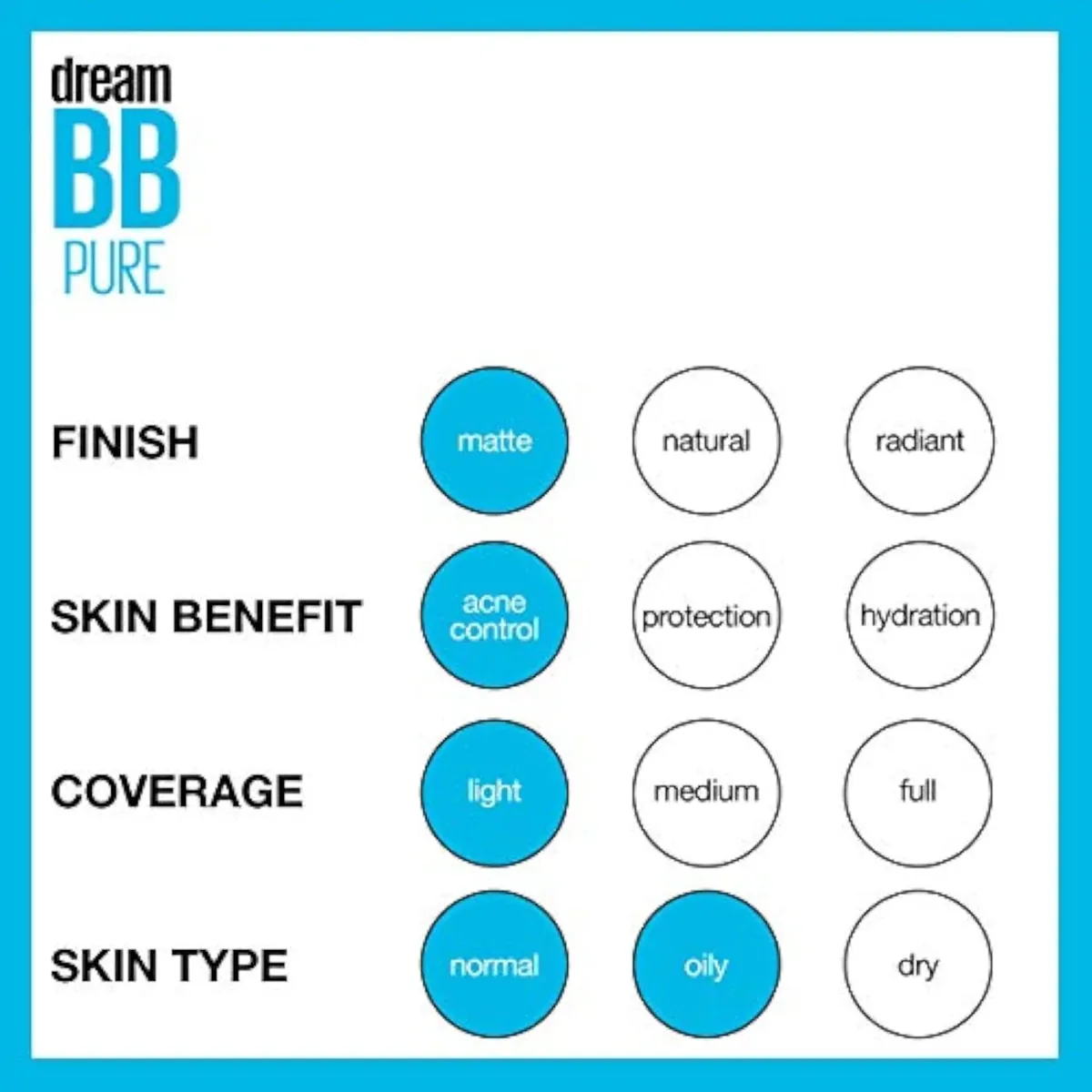 Dream Pure Skin Clearing BB Cream, 8-in-1 Skin Perfecting Beauty Balm With 2% Salicylic Acid, Sheer Tint Coverage, Oil-Free, Light, 1 Count