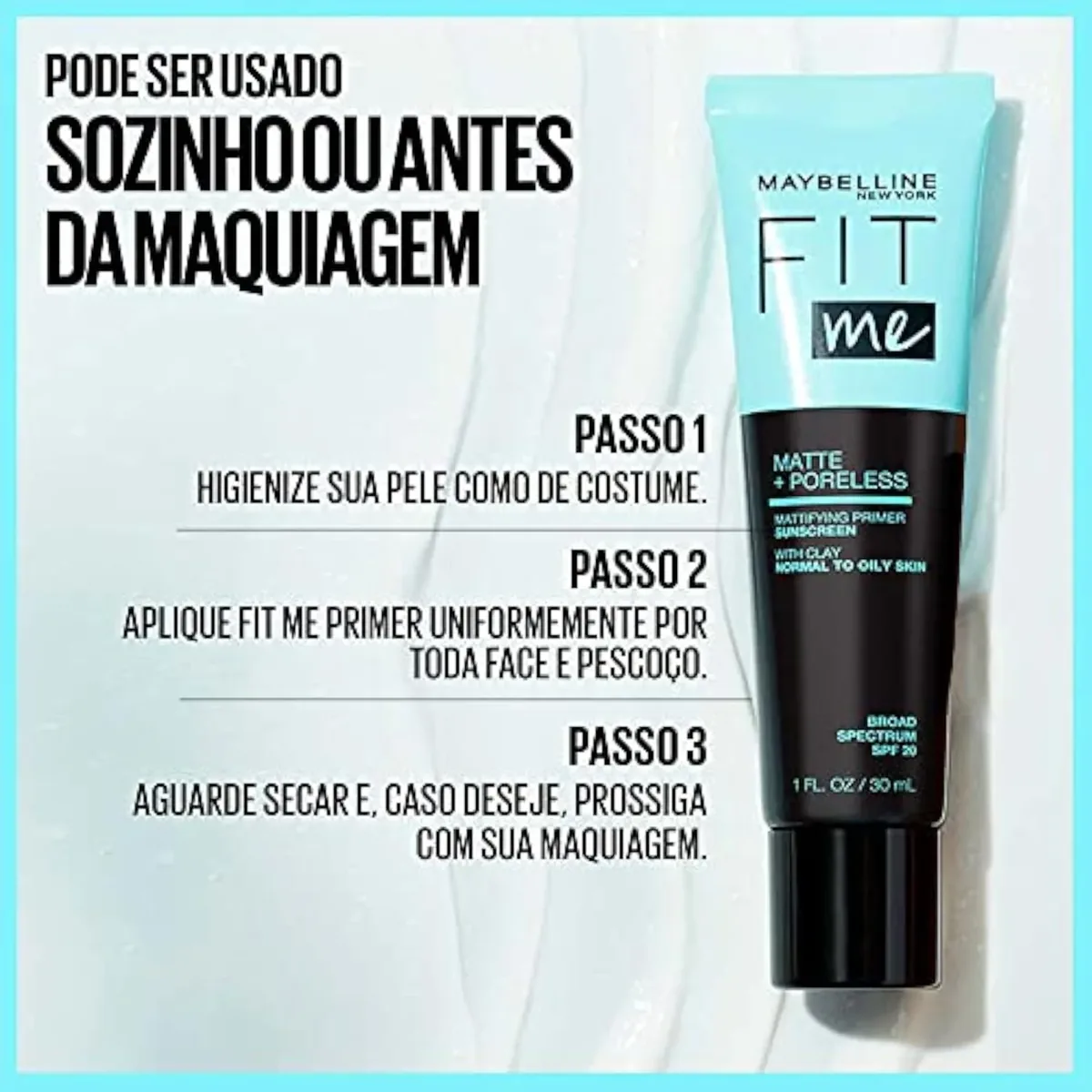 Fit Me Matte + Poreless Mattifying Face Primer Makeup With Sunscreen, Broad Spectrum SPF 20, 16HR Wear, Shine Control, Clear, 1 Count